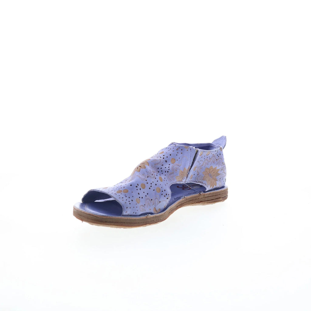 Reiley Floral Womens Purple Leather Slip On Mule Flats Shoes
