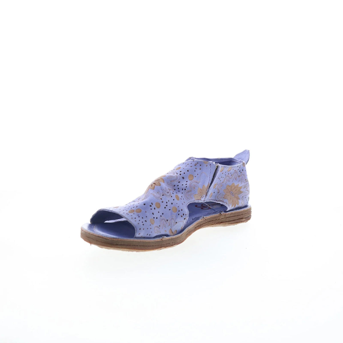 Reiley Floral Womens Purple Leather Slip On Mule Flats Shoes