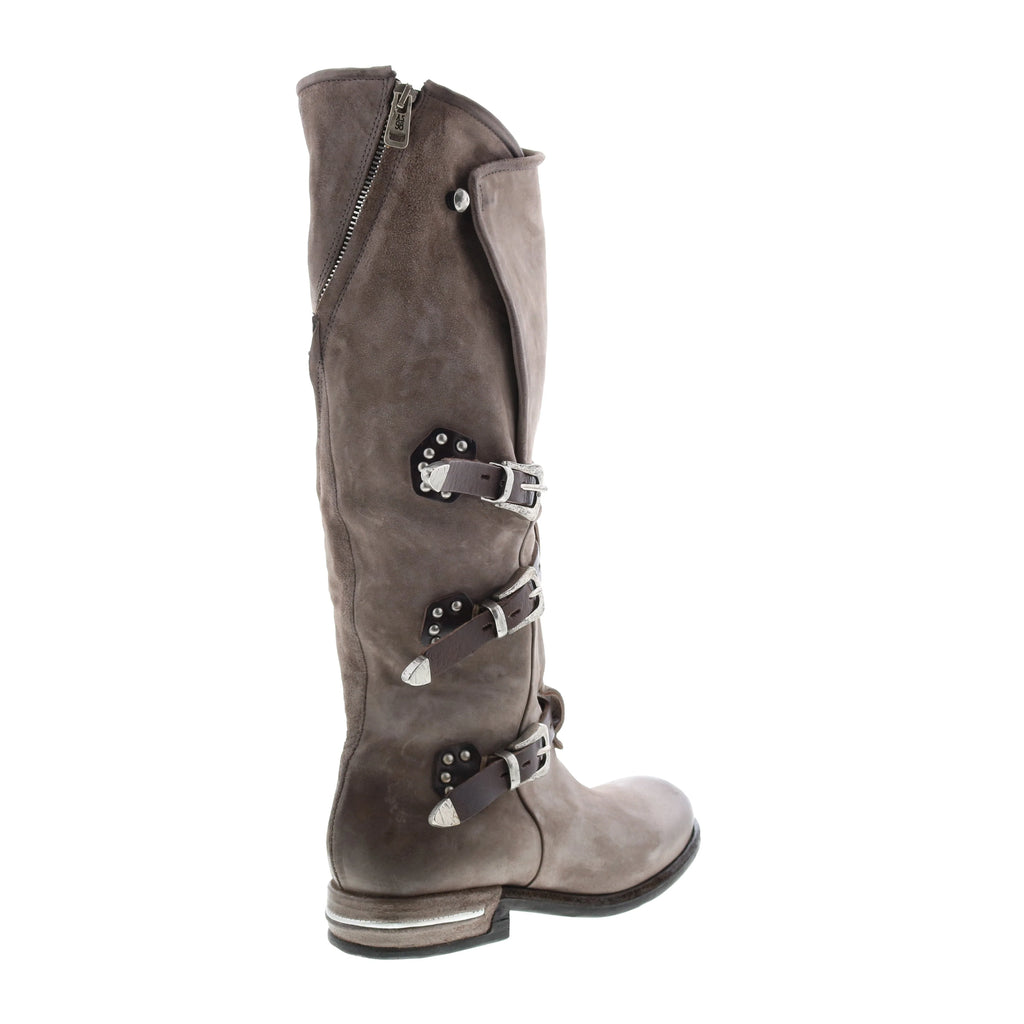 Trigg 516323-203 Womens Gray Leather Hook & Loop Knee High Boots