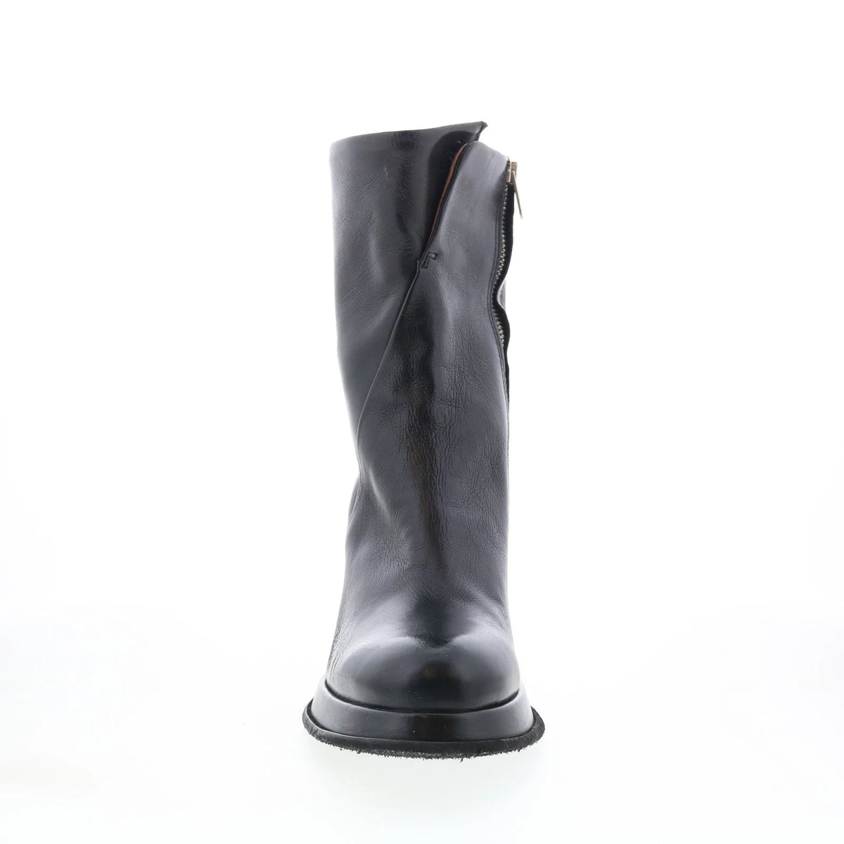 Leti Womens Black Leather Zipper Ankle & Booties Boots