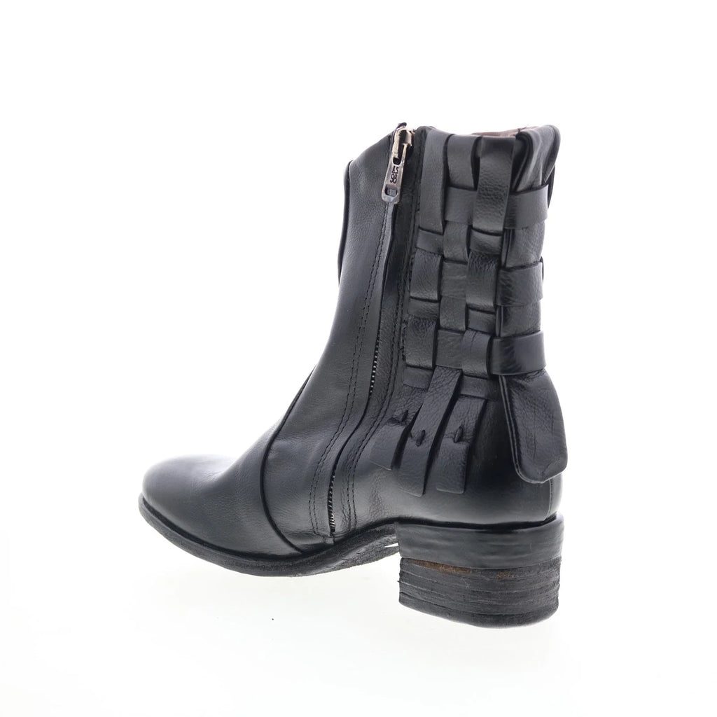 Gerald Womens Black Leather Zipper Ankle & Booties Boots