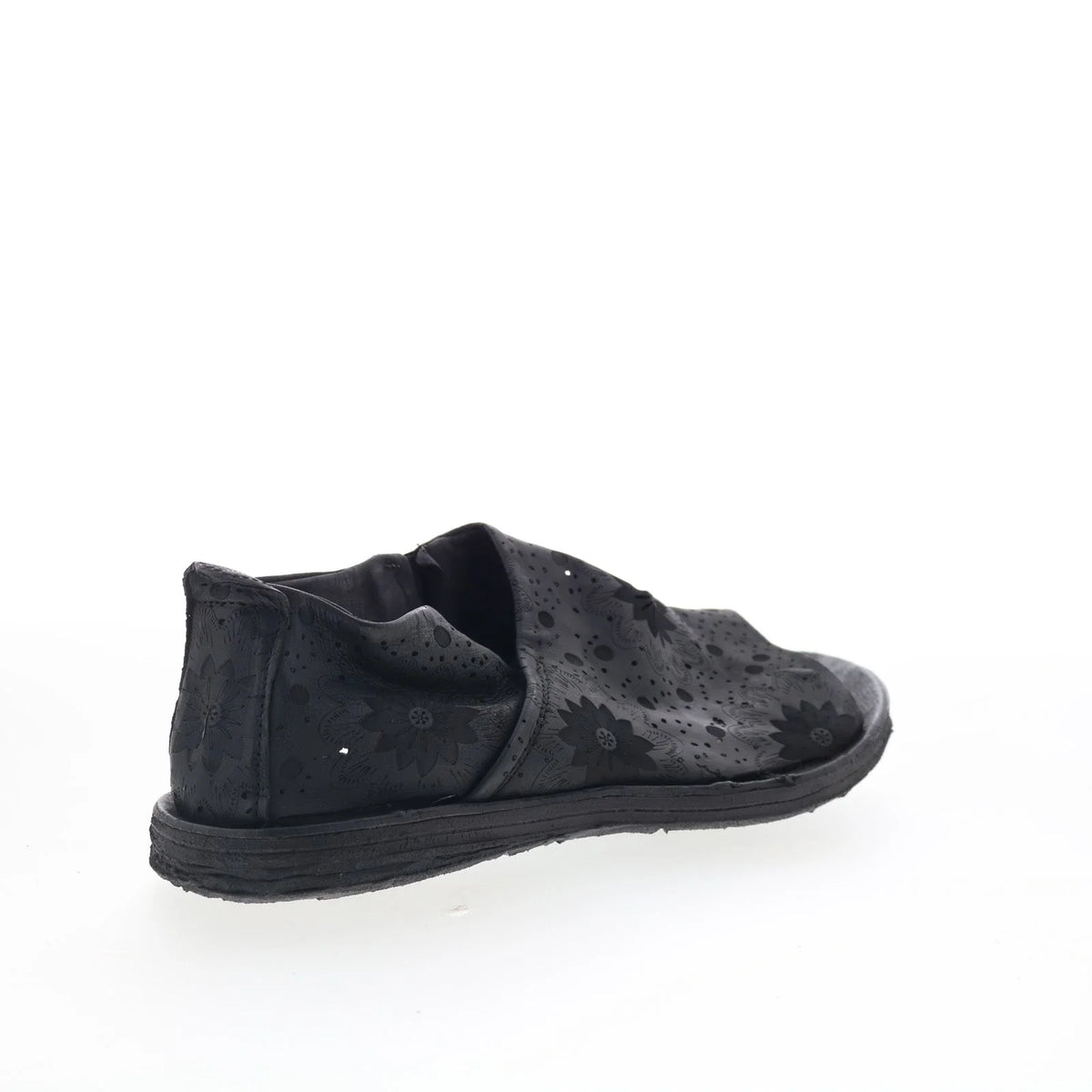 Reiley Floral Womens Black Leather Slip On Strap Sandals Shoes