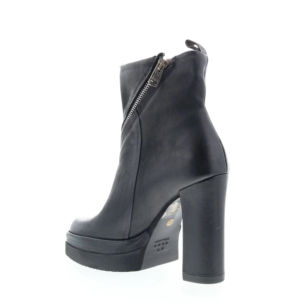 Velma Womens Black Leather Zipper Ankle & Booties Boots
