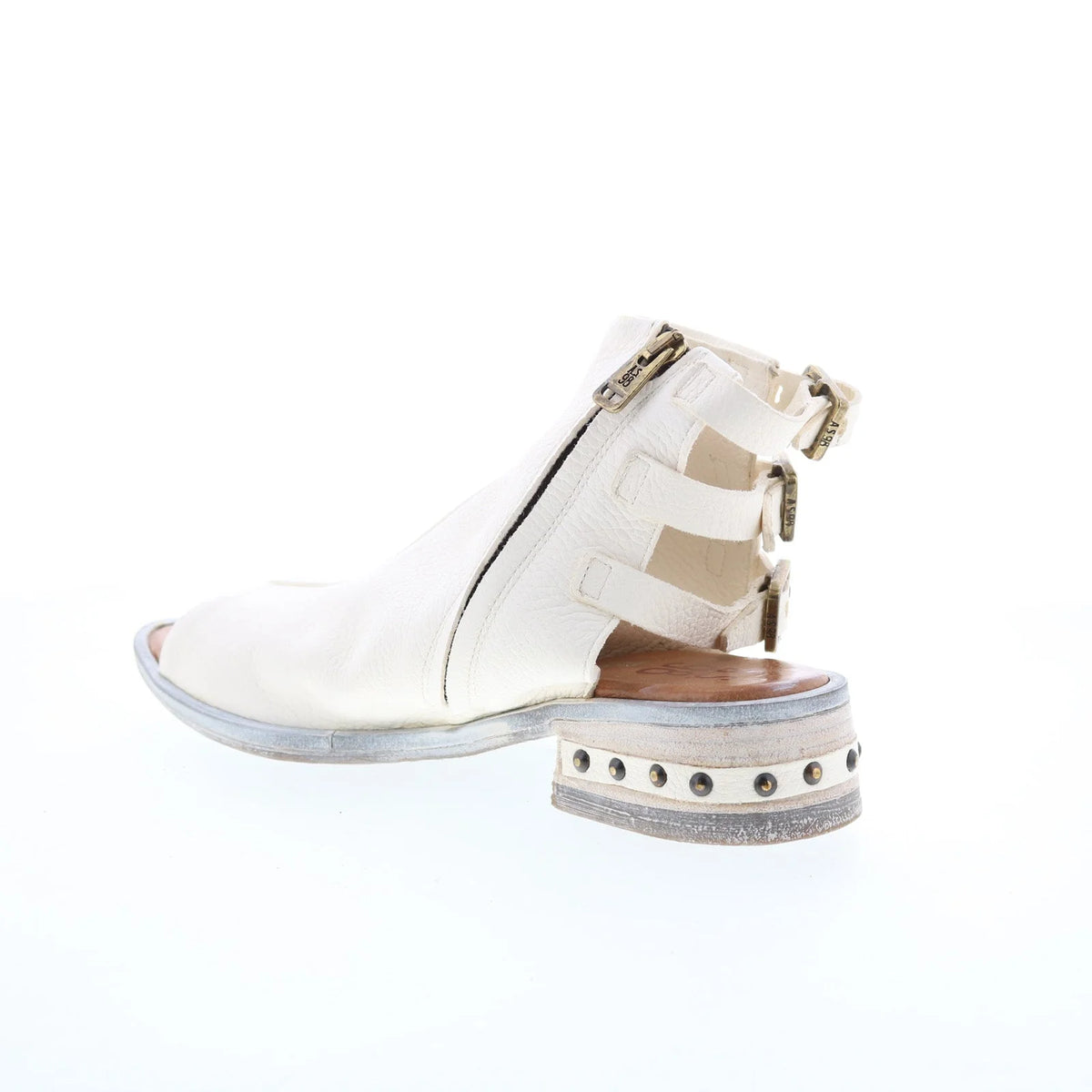 Gage Womens White Leather Zipper Heeled Sandals Shoes