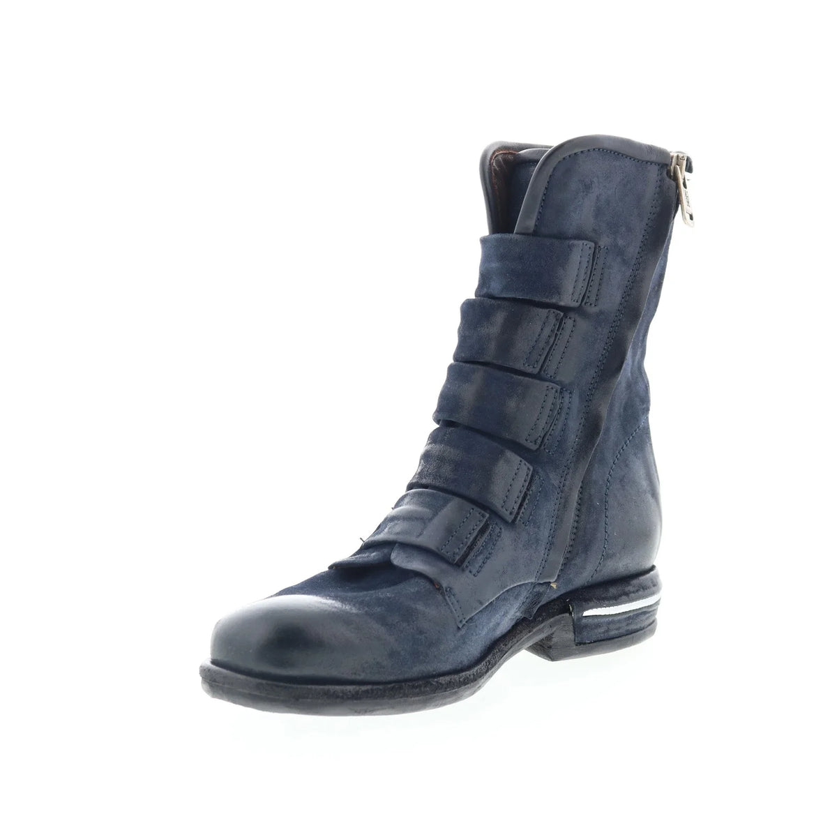 Traver Womens Blue Leather Zipper Casual Dress Boots