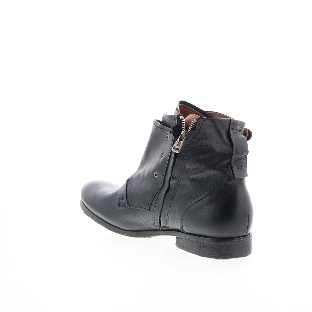 Cooper Mens Black Leather Zipper Casual Dress Boots