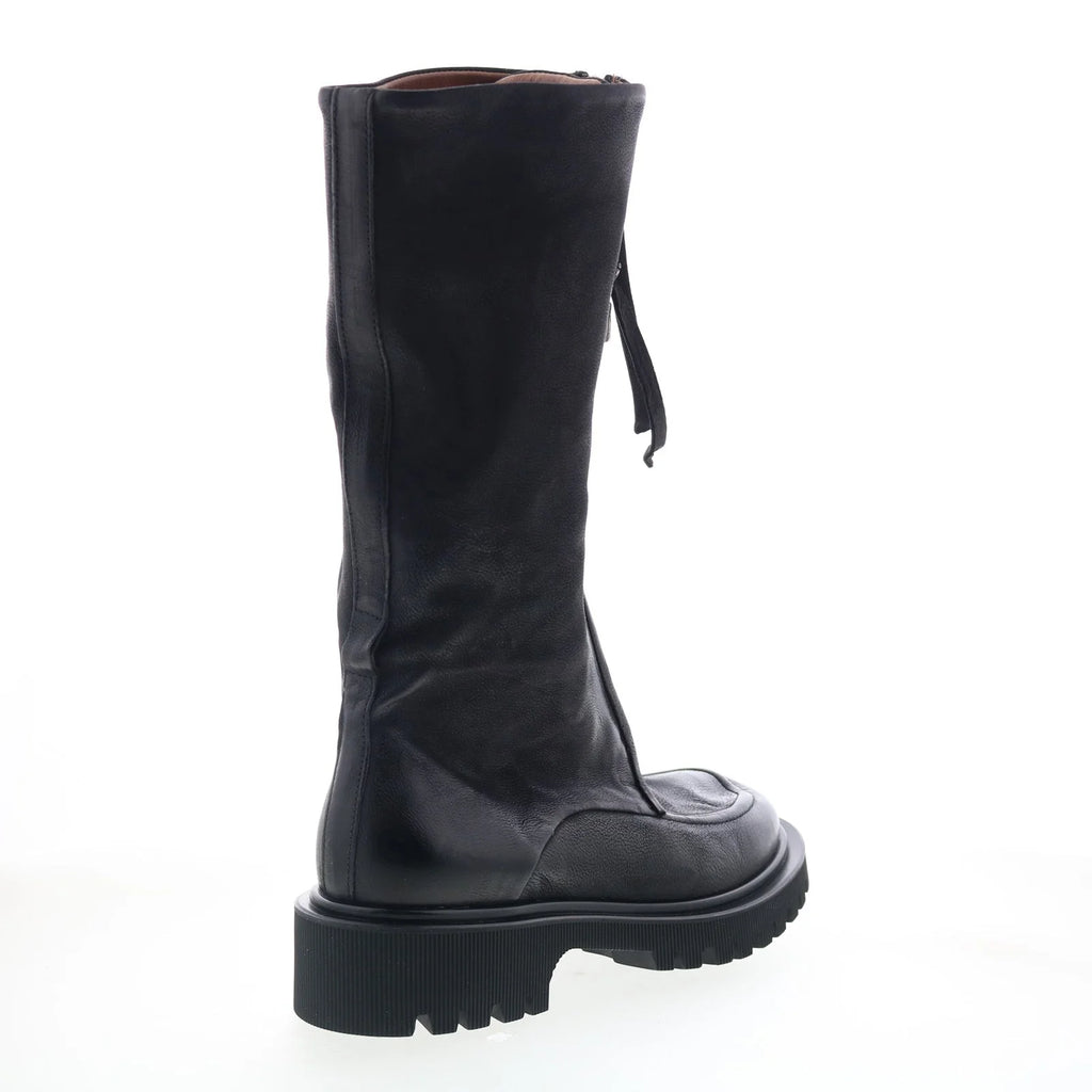 Tayton Womens Black Leather Zipper Knee High Boots