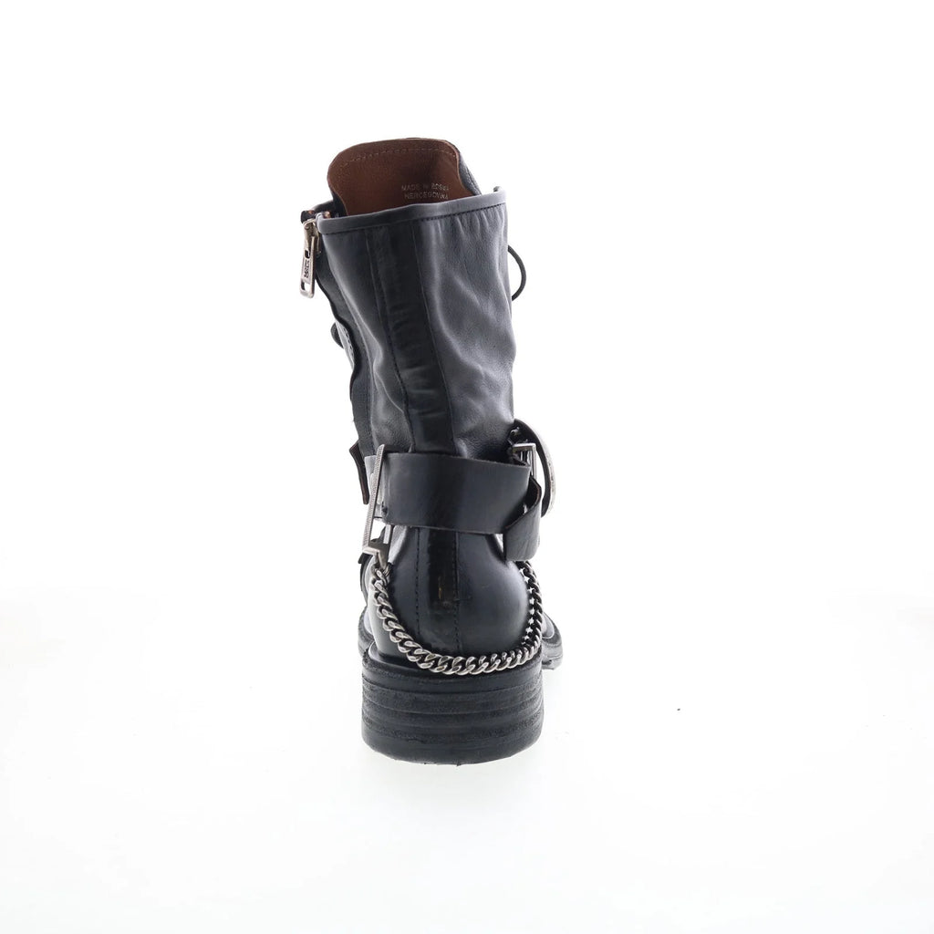Faust Womens Black Leather Zipper Casual Dress Boots
