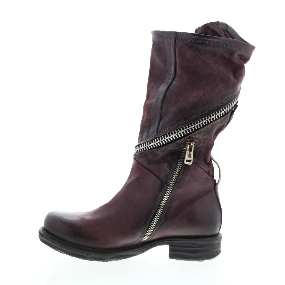 Siggs 259373-101 Womens Burgundy Leather Zipper Mid Calf Boots