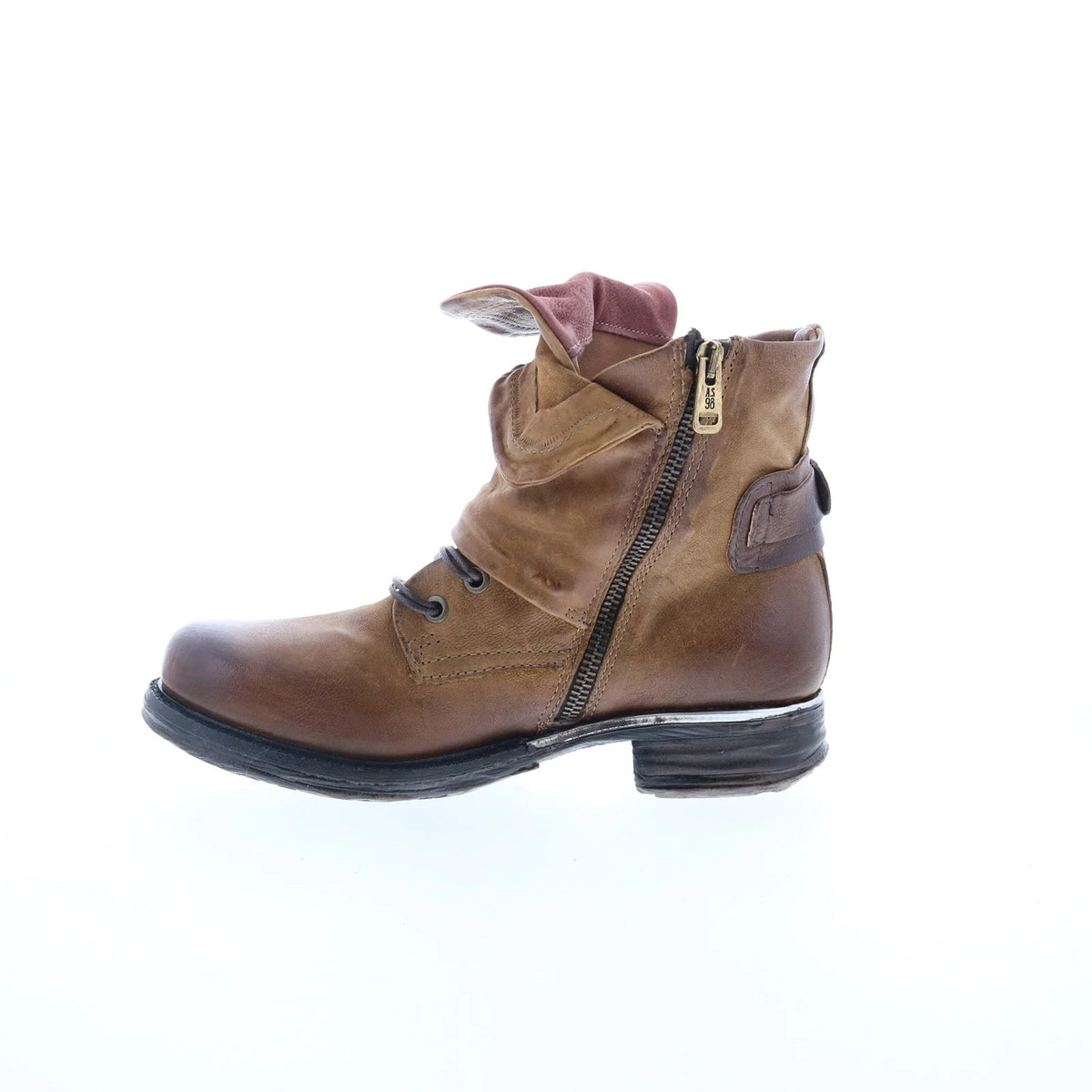 Simon Womens Brown Leather Zipper Casual Dress Boots