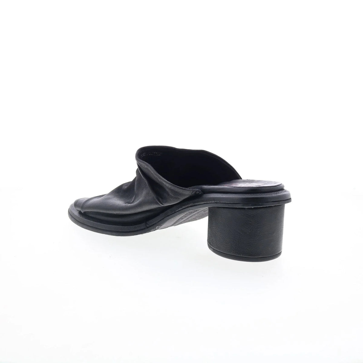 Lior Womens Black Leather Slip On Heeled Sandals Shoes