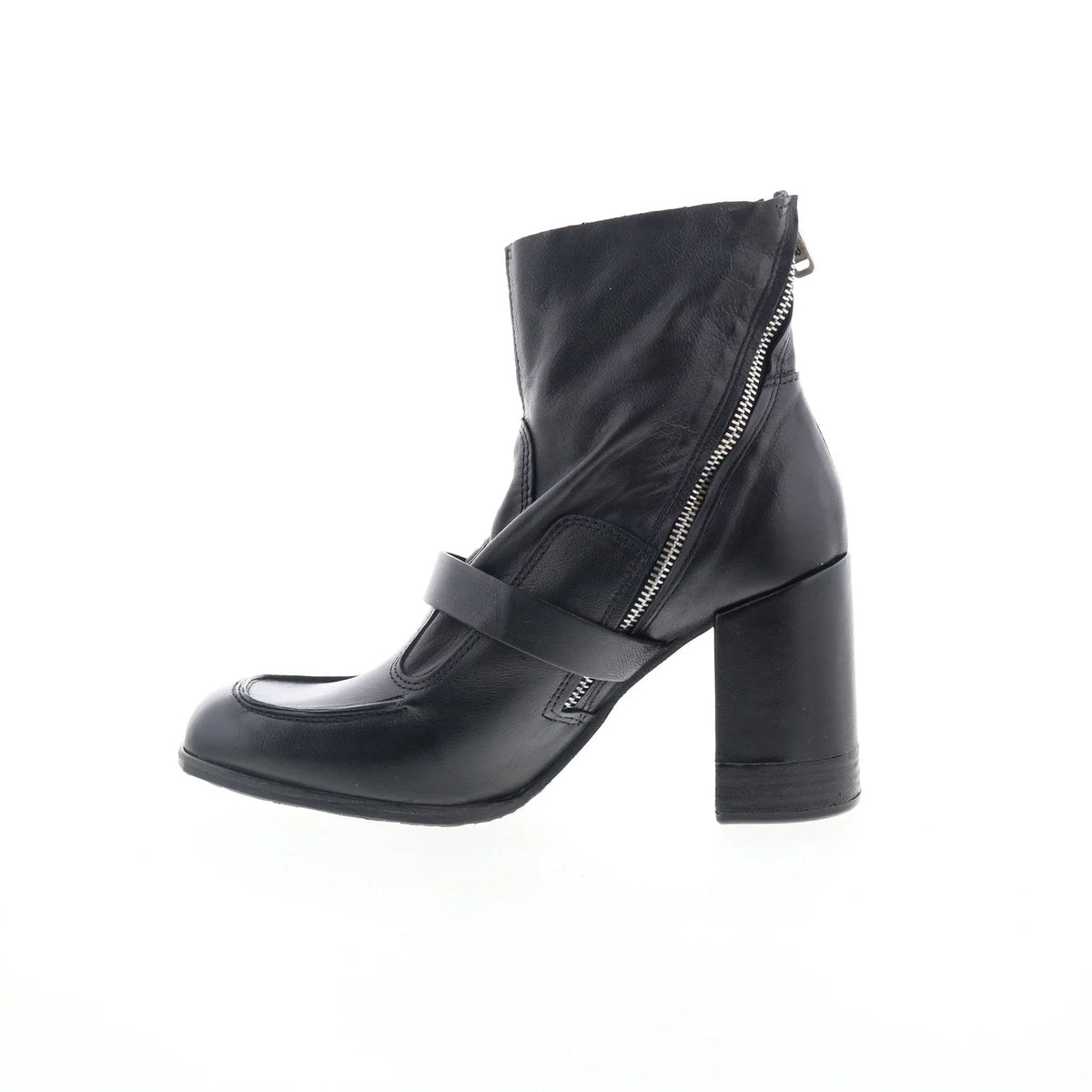 Eddie Womens Black Leather Zipper Casual Dress Boots