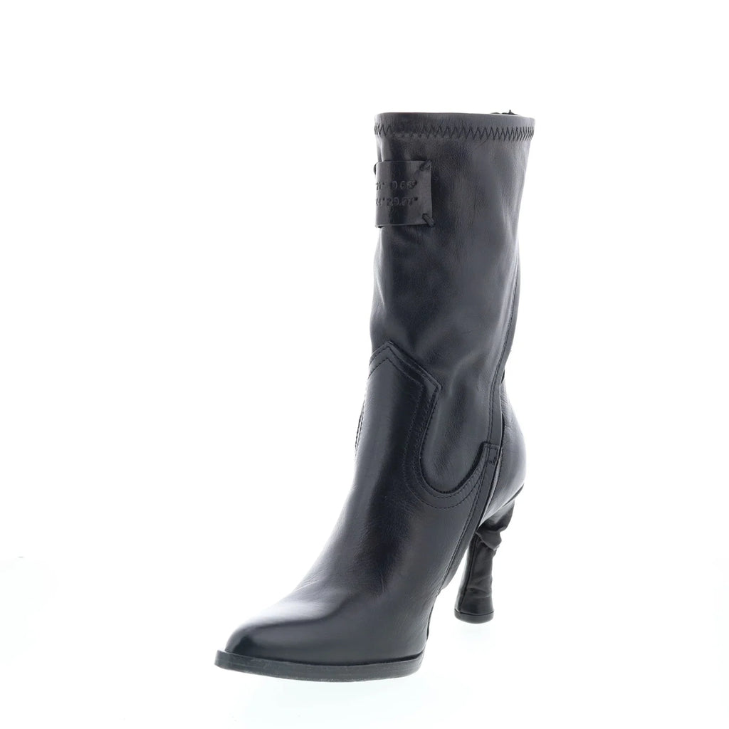 Felicia Womens Black Leather Zipper Ankle & Booties Boots