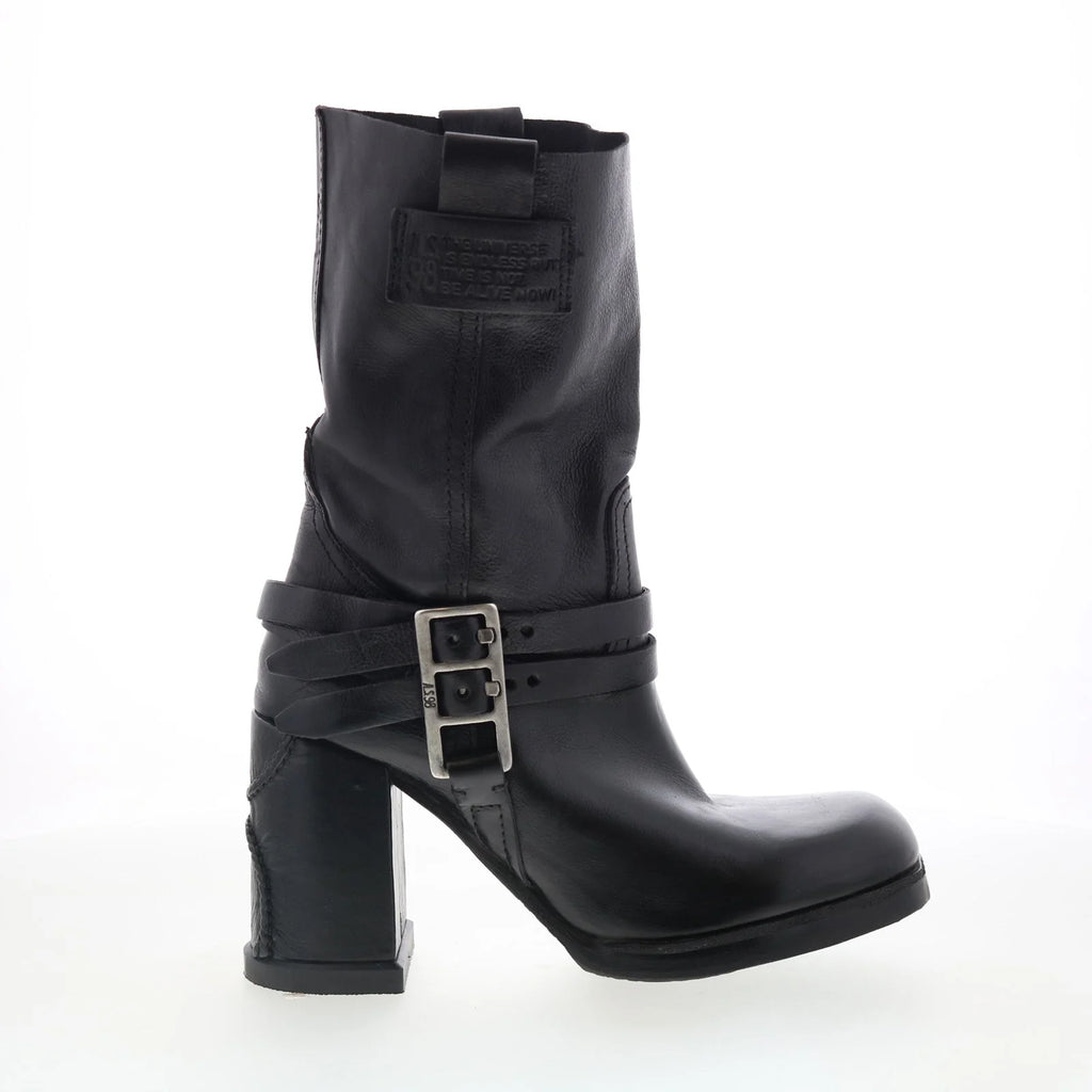 Lil Womens Black Leather Slip On Casual Dress Boots