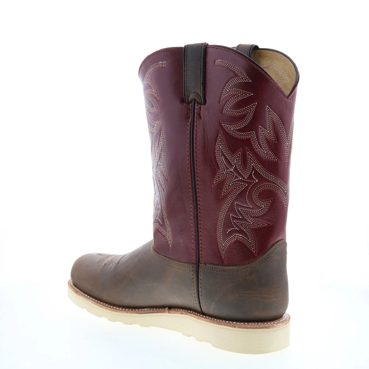 6820 Mens Burgundy Leather Slip On Cowboy Western Boots