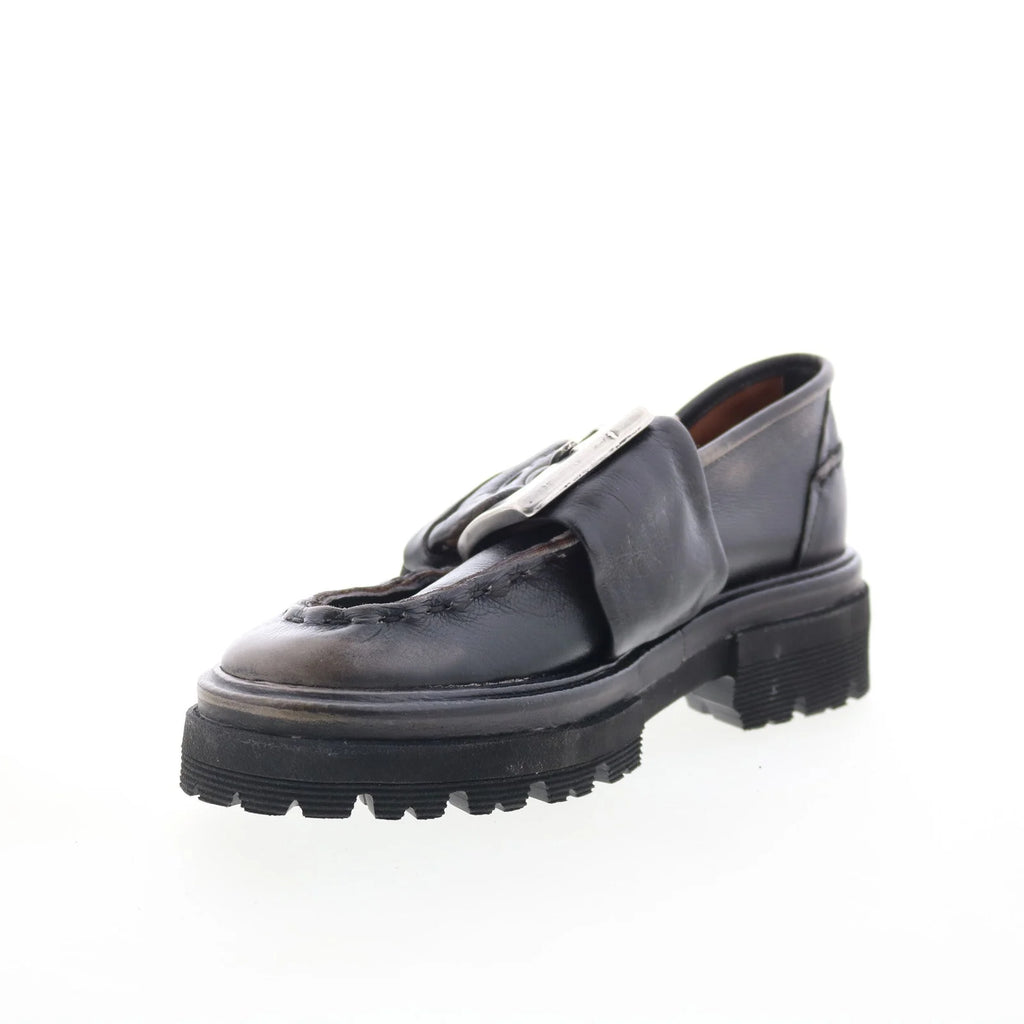 Heddy Womens Black Leather Slip On Loafers & Slip Ons Casual Shoes