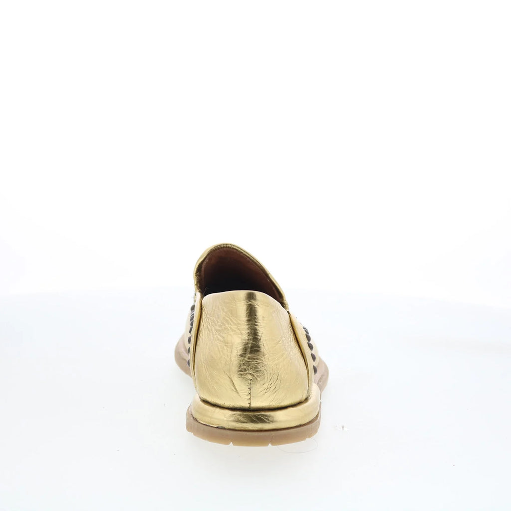 Tonie Womens Gold Leather Slip On Loafer Flats Shoes