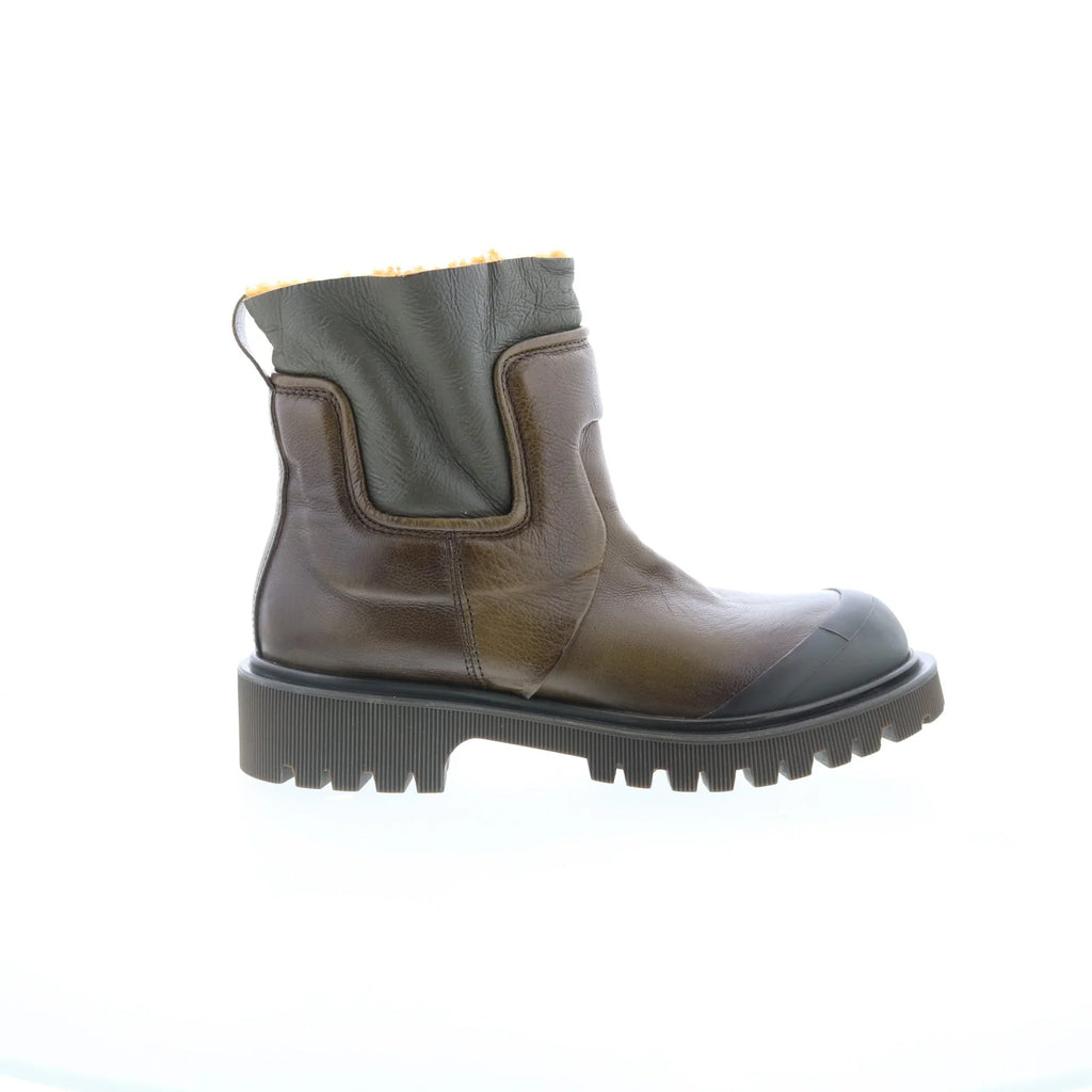 Theodore Fur Womens Brown Leather Slip On Casual Dress Boots