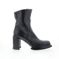 Leti Womens Black Leather Zipper Ankle & Booties Boots