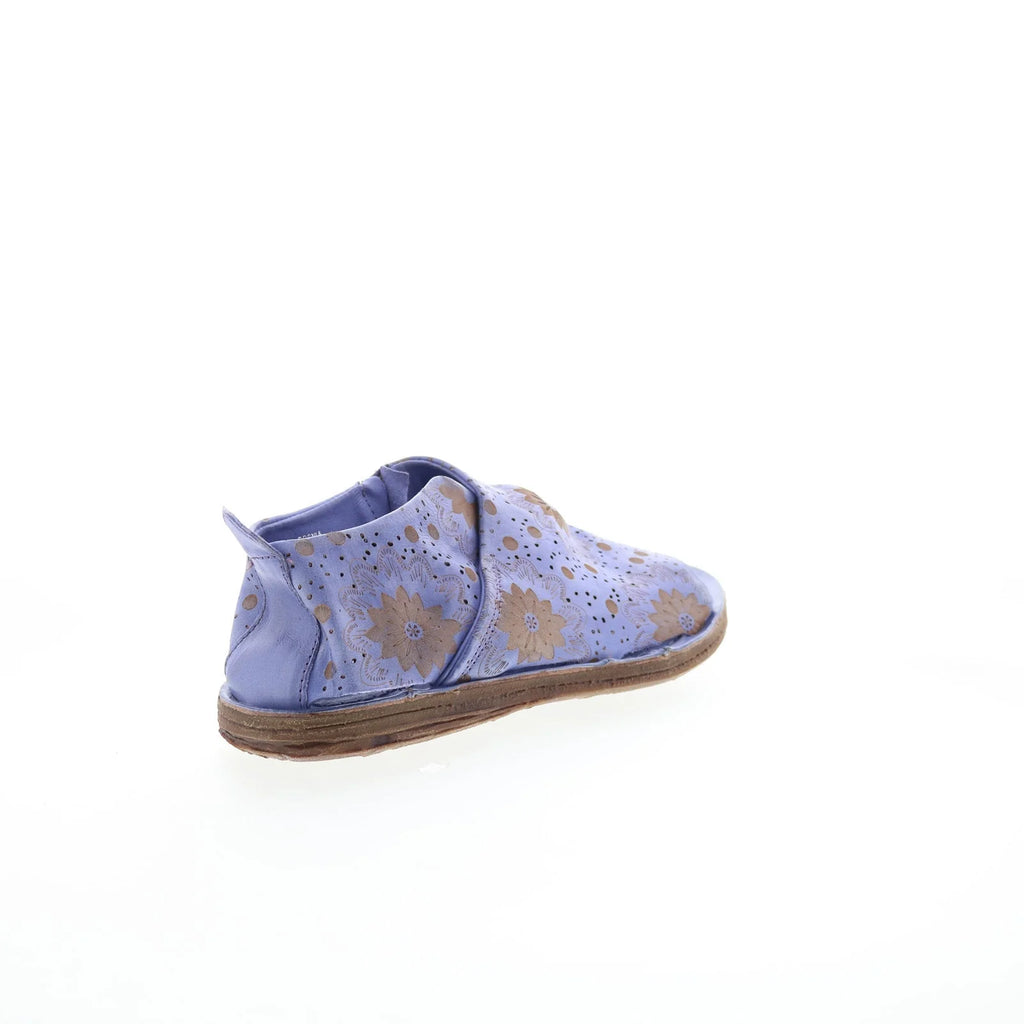 Reiley Floral Womens Purple Leather Slip On Mule Flats Shoes