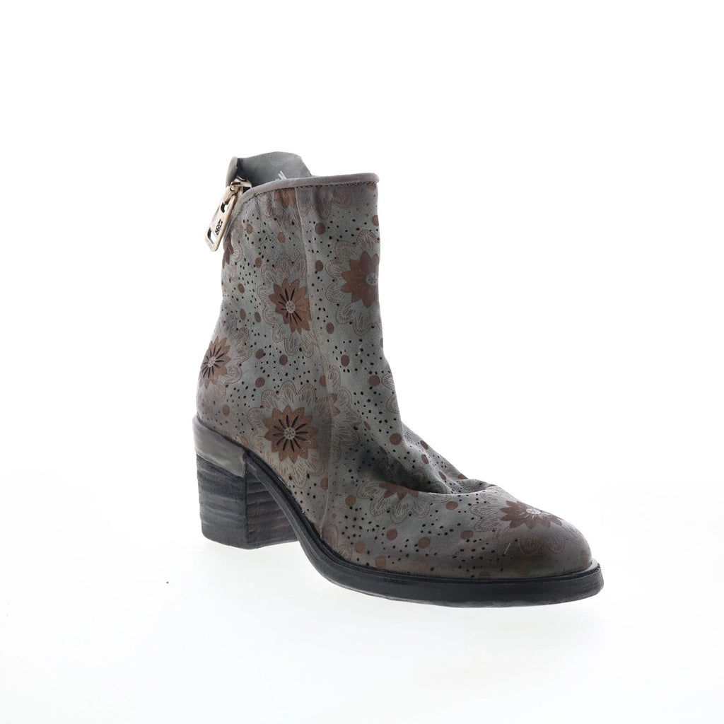 Jase Floral Womens Gray Leather Zipper Casual Dress Boots