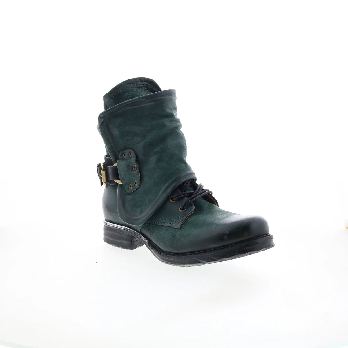 Simon Womens Green Leather Zipper Casual Dress Boots