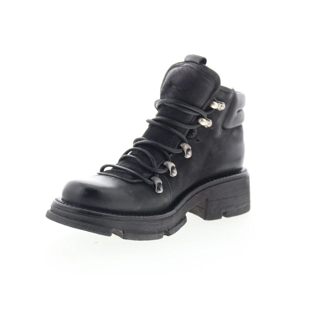 Langan Womens Black Leather Lace Up Ankle & Booties Boots