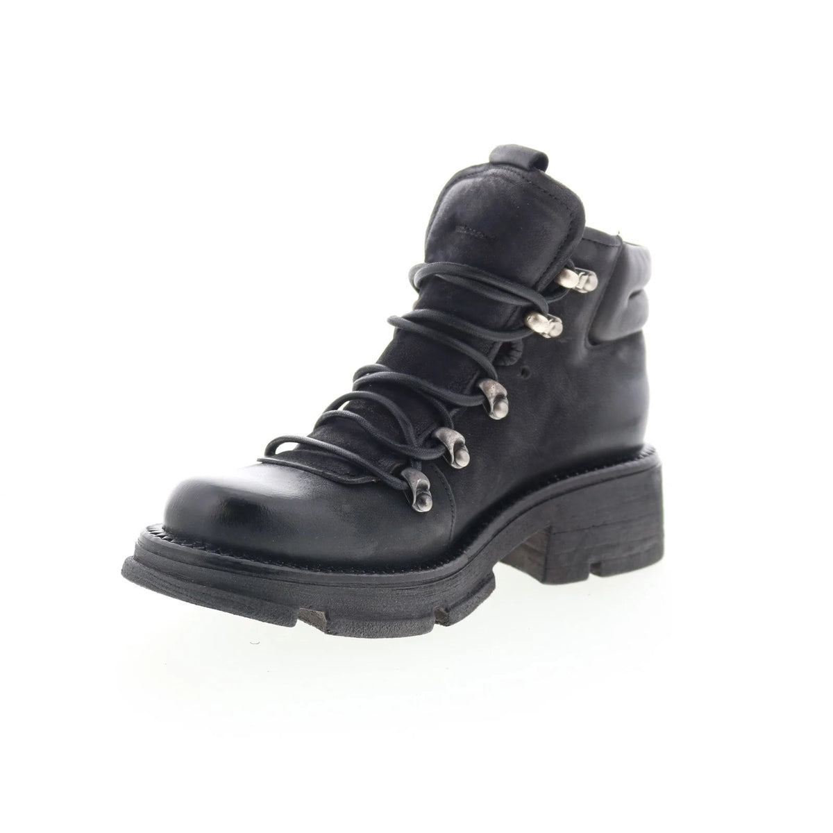 Langan Womens Black Leather Lace Up Ankle & Booties Boots