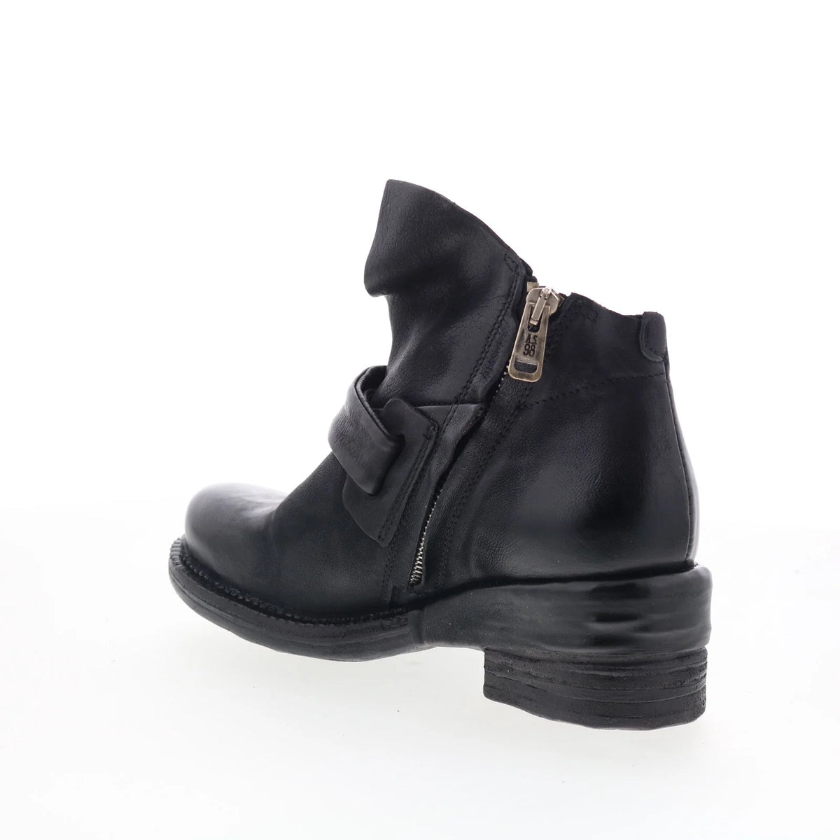 Martina Womens Black Leather Zipper Ankle & Booties Boots