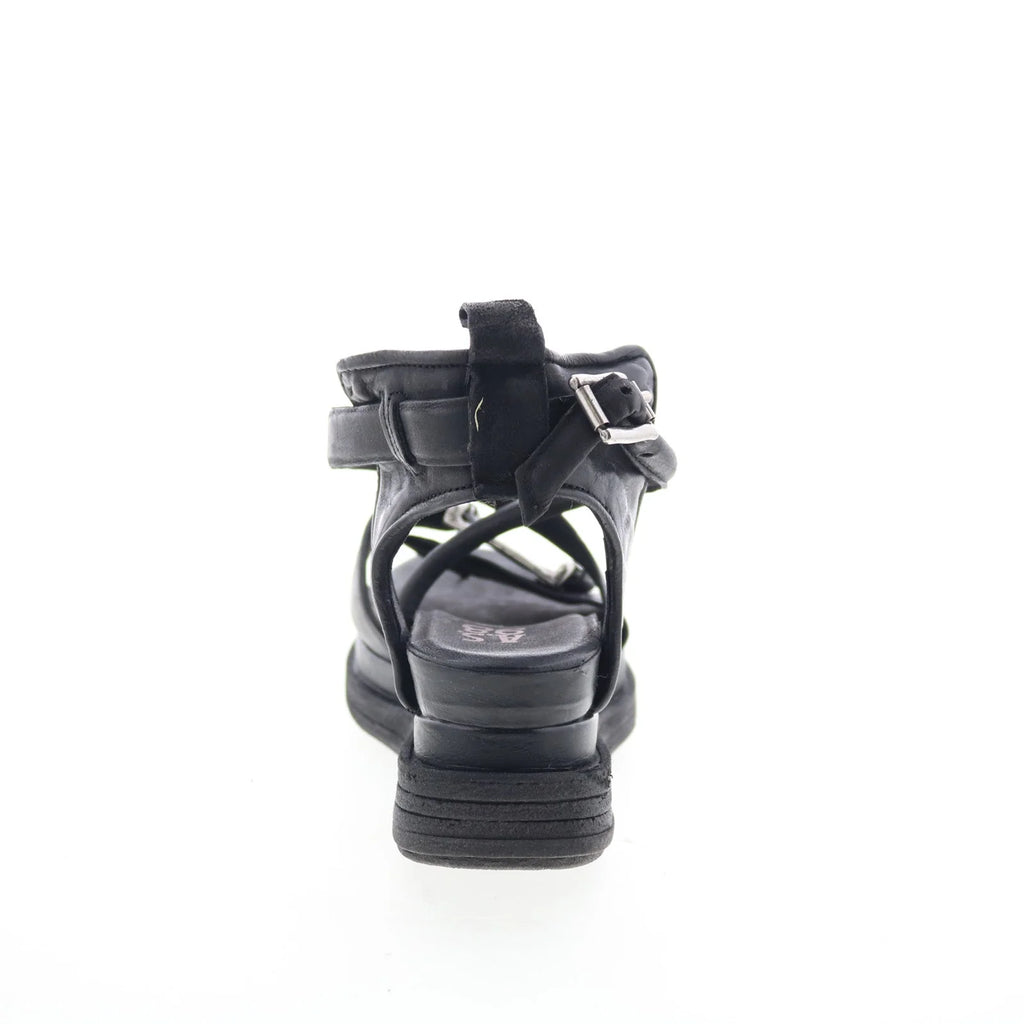Levy Womens Black Leather Hook & Loop Platform Sandals Shoes