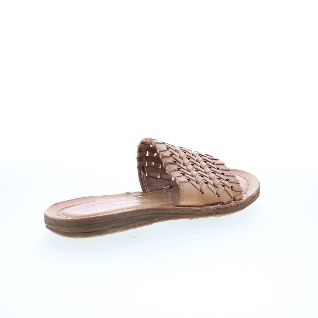 Rex Womens Brown Leather Slip On Slides Sandals Shoes