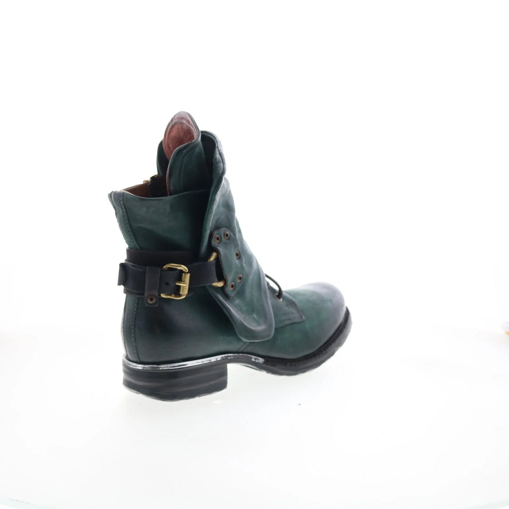 Simon Womens Green Leather Zipper Casual Dress Boots