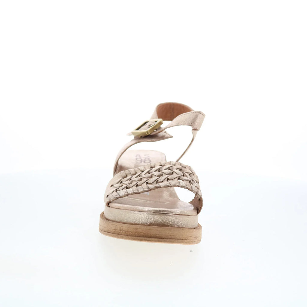 Landon Womens Gold Leather Hook & Loop Strap Sandals Shoes