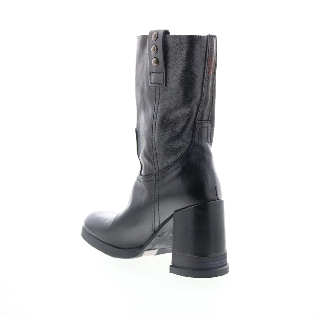 Lyam Womens Black Leather Slip On Casual Dress Boots