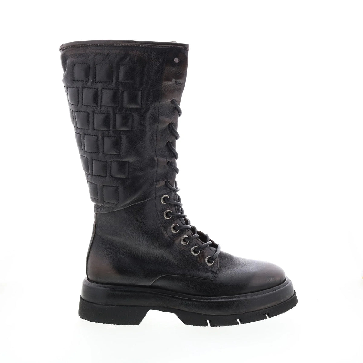 Vernell A90301-101 Womens Brown Leather Lace Up Mid Calf Boots