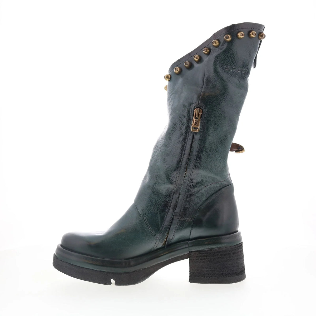 Easton Womens Green Leather Zipper Casual Dress Boots