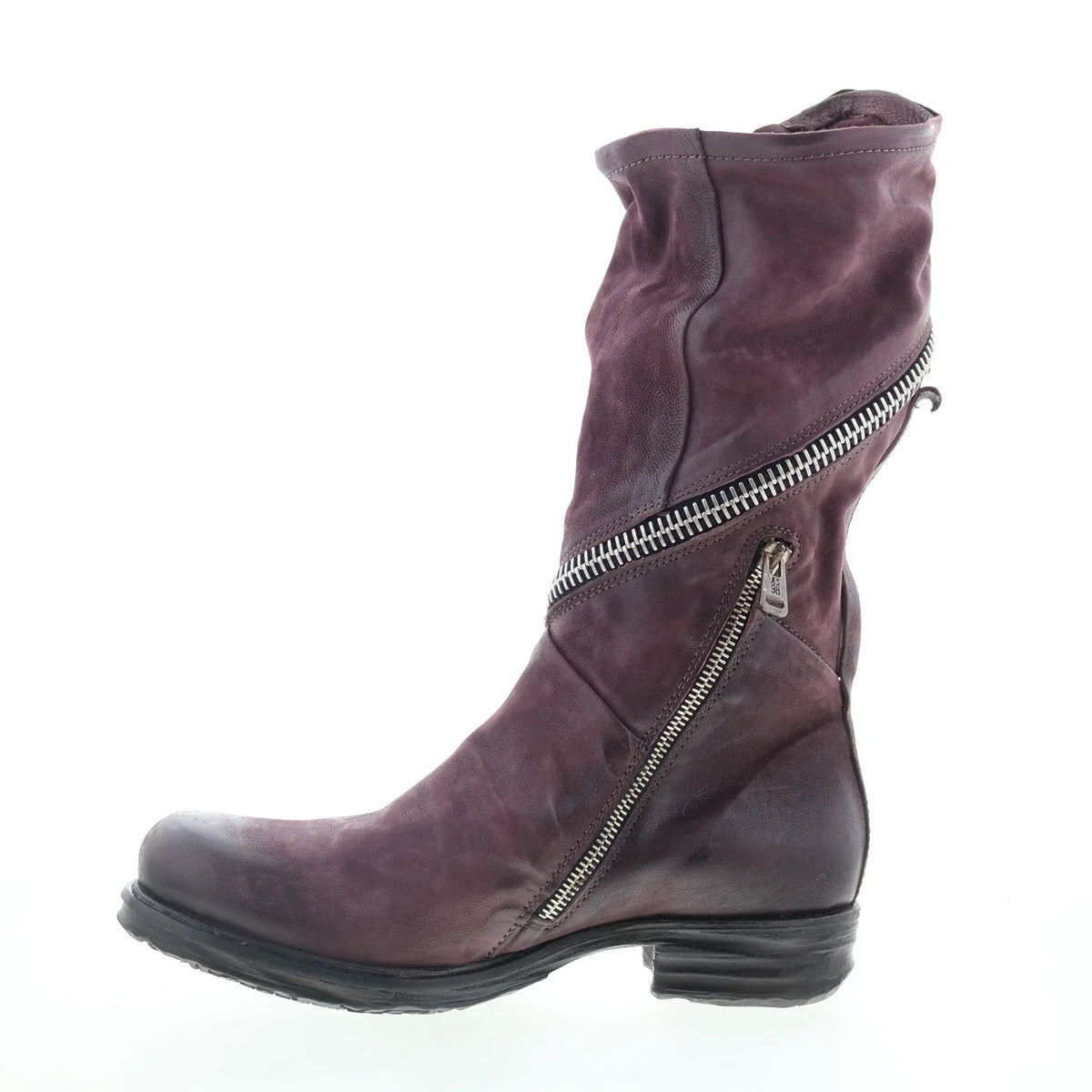 Siggs Womens Burgundy Leather Zipper Casual Dress Boots