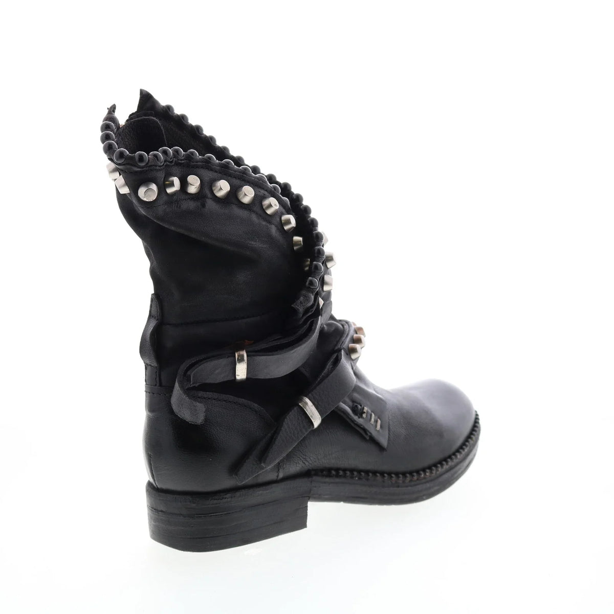 Vianne 250202-102 Womens Black Leather Hook & Loop Mid Calf Boots