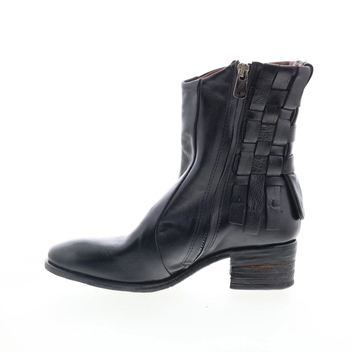 Gerald Womens Black Leather Zipper Ankle & Booties Boots