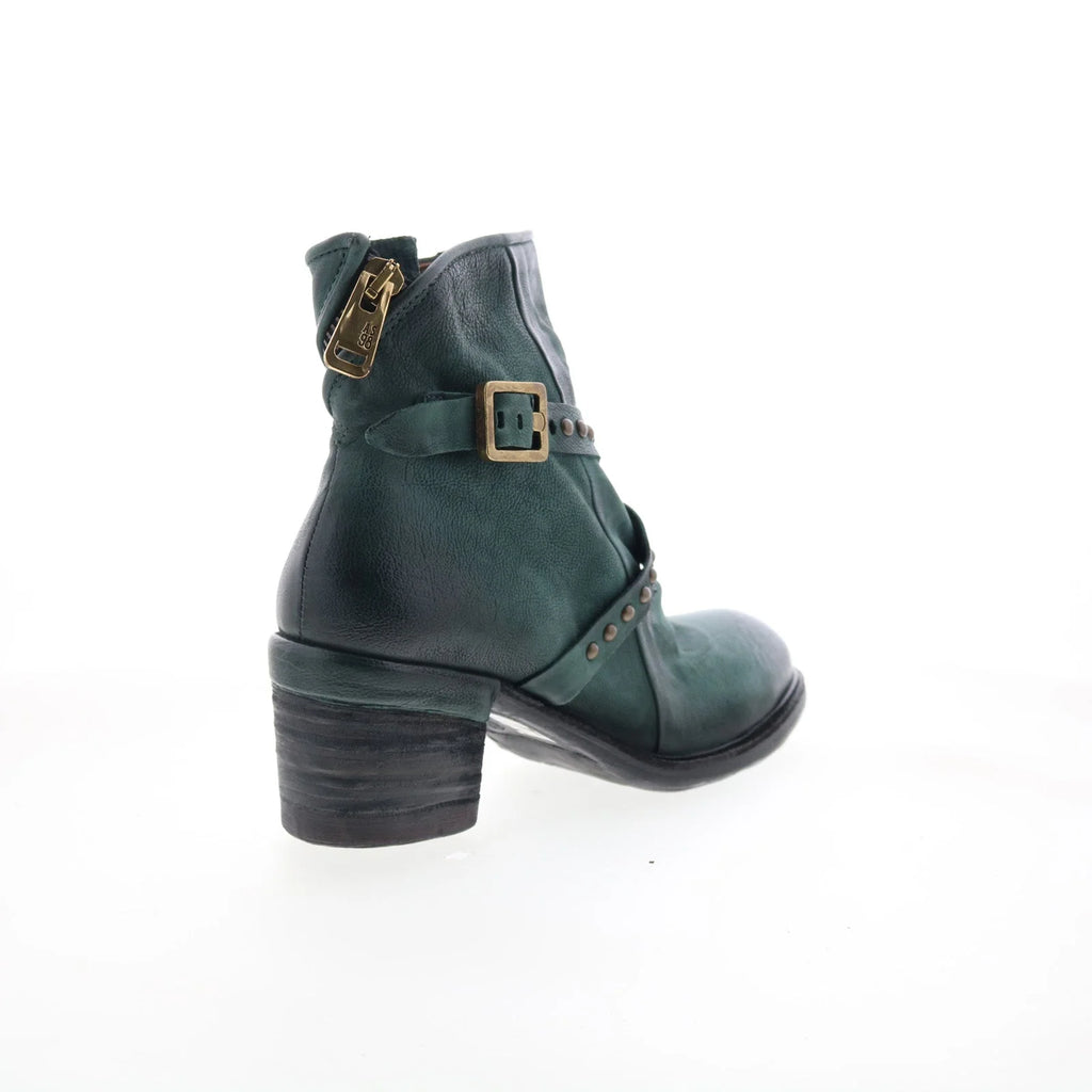 Jeffy Womens Green Leather Zipper Casual Dress Boots