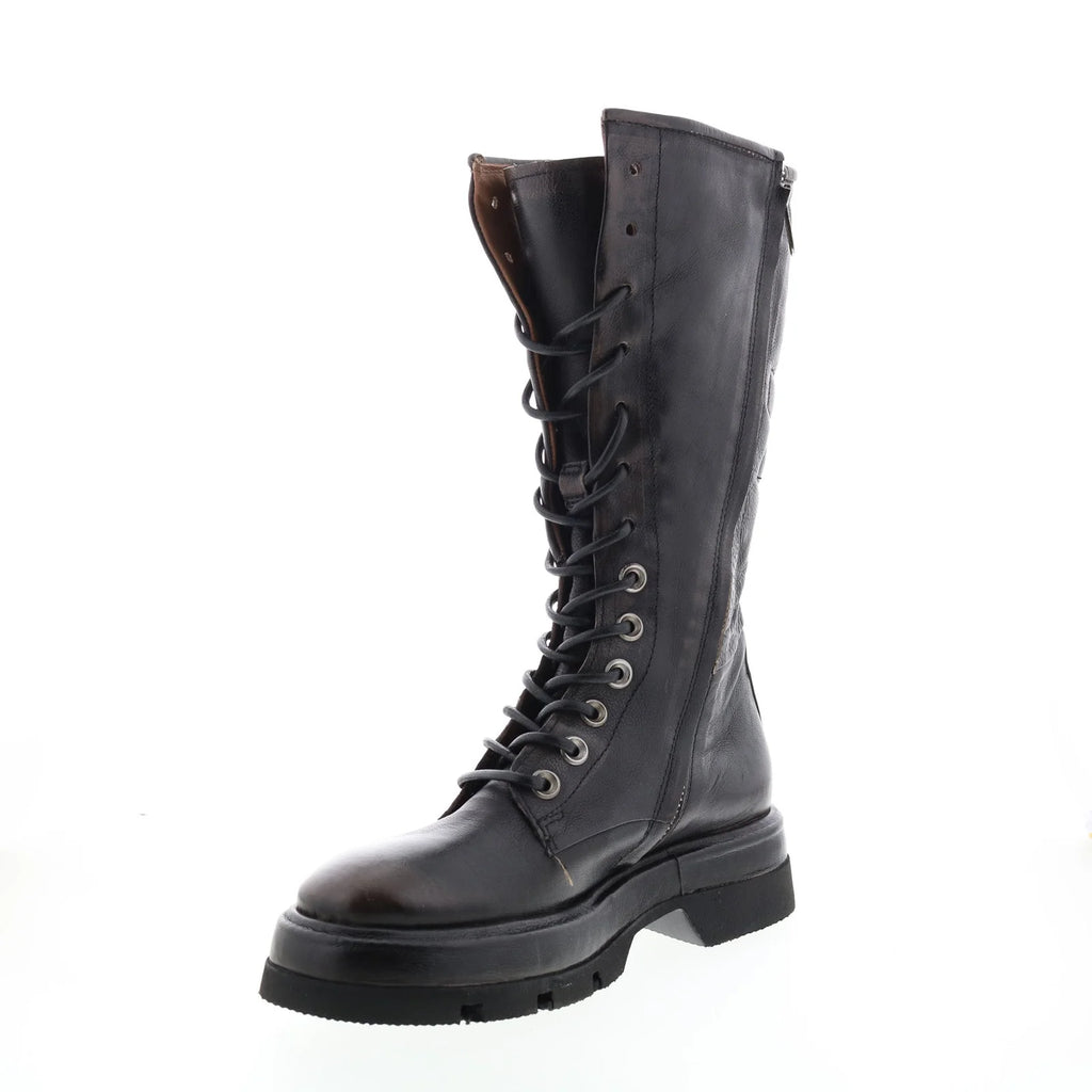 Vernell A90301-101 Womens Brown Leather Lace Up Mid Calf Boots