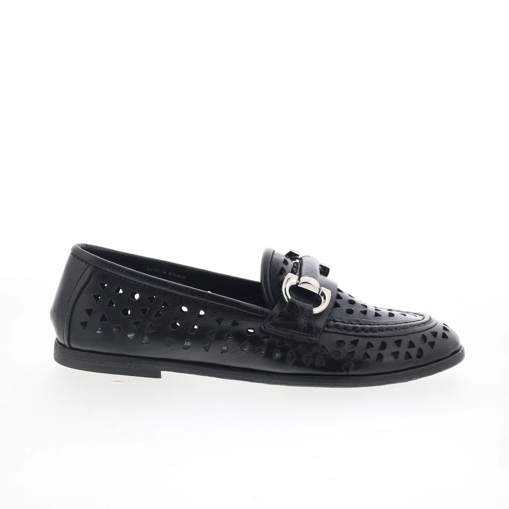 Jorge Womens Black Leather Slip On Loafer Flats Shoes