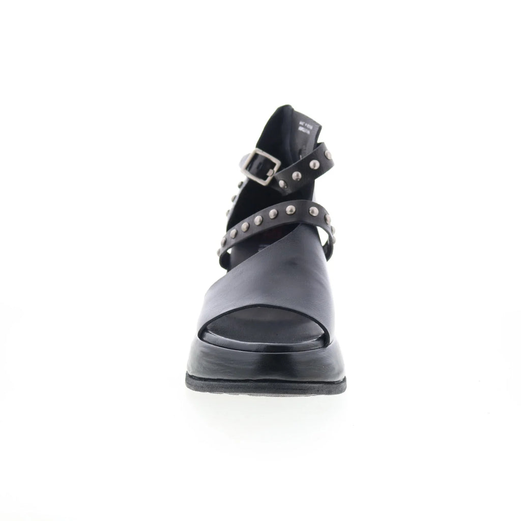 Raza B27006-201-6002 Womens Black Leather Heeled Sandals Shoes