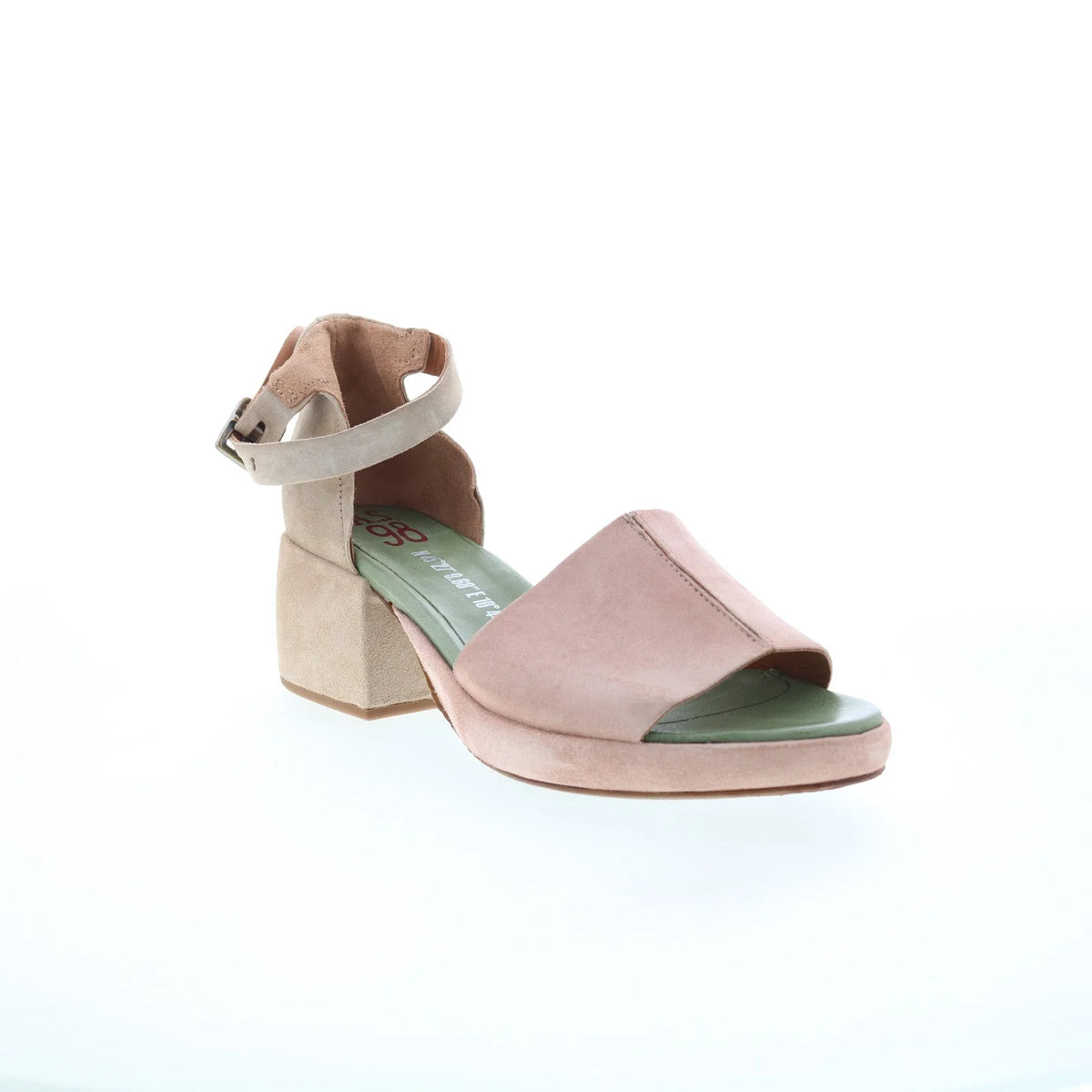 Crue Womens Pink Leather Hook & Loop Heeled Sandals Shoes