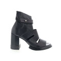 Mattie Womens Black Leather Zipper Heeled Sandals Shoes