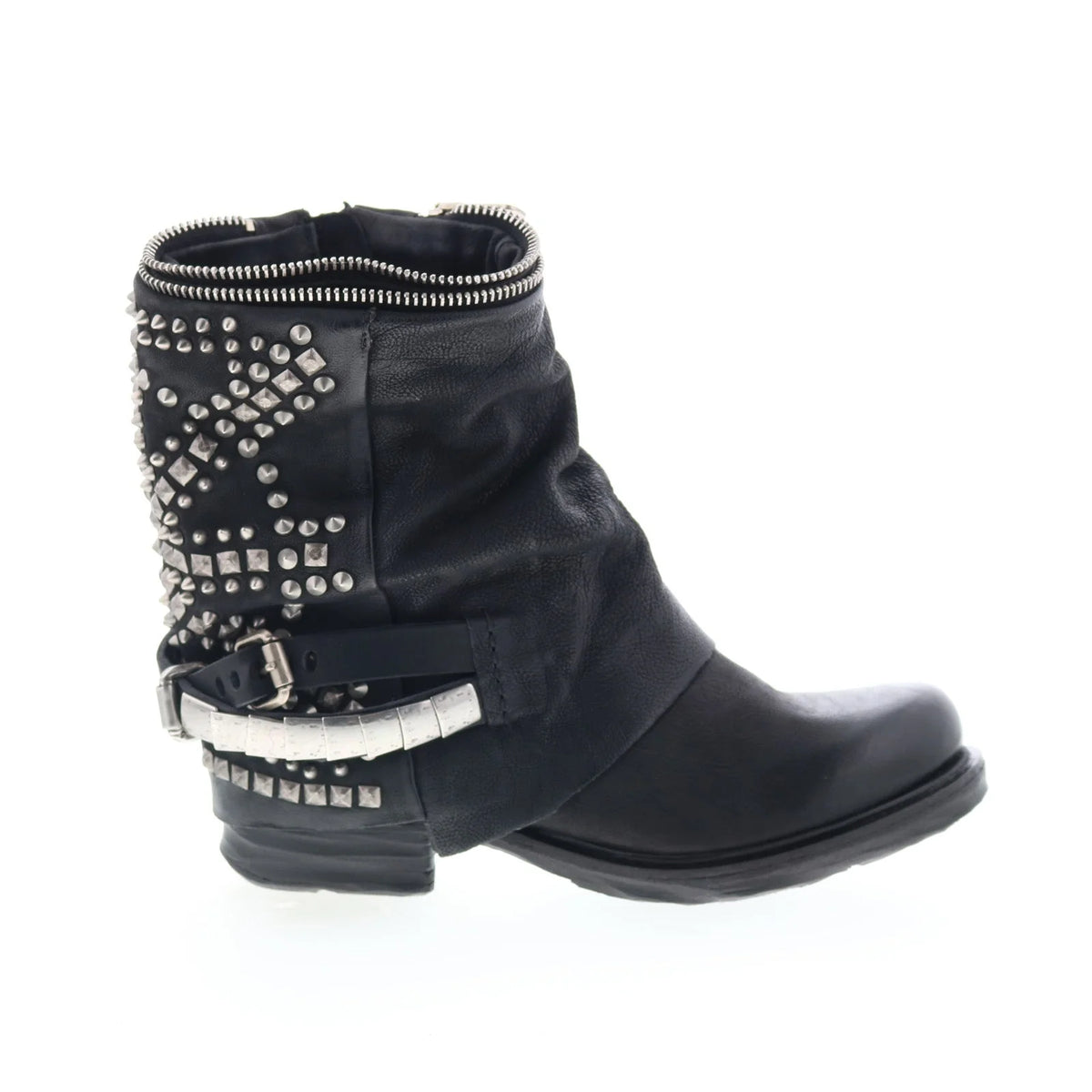 Sid Womens Black Leather Zipper Casual Dress Boots