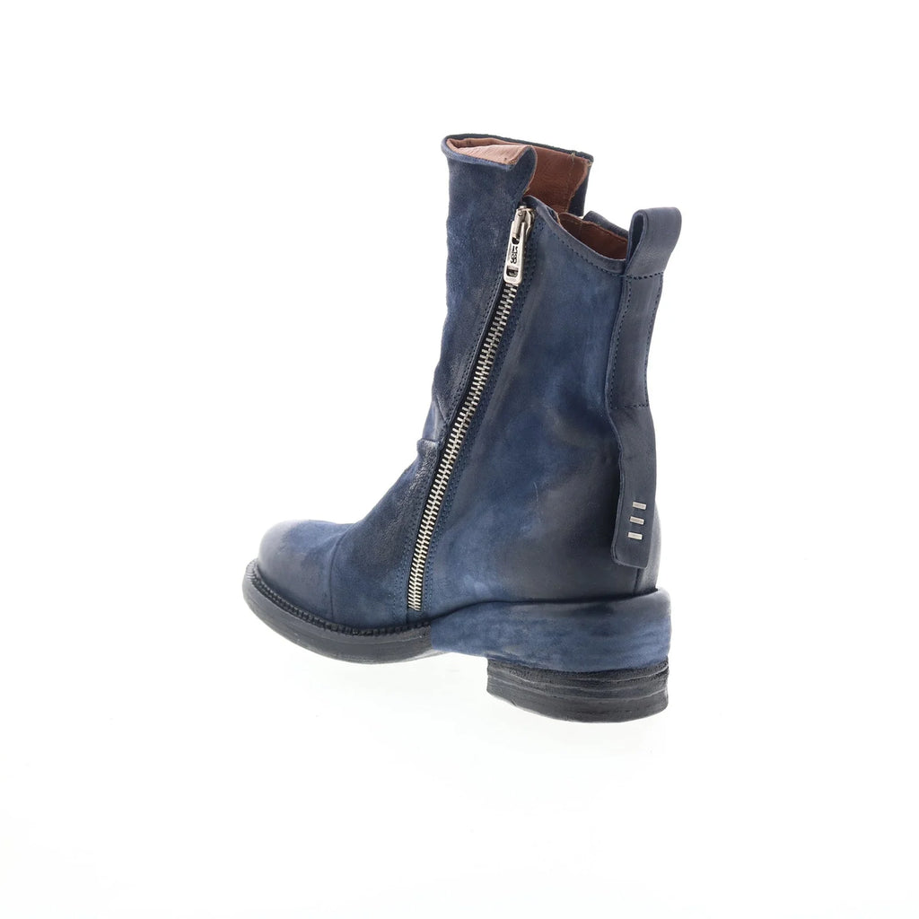 Stratford Womens Blue Leather Zipper Casual Dress Boots