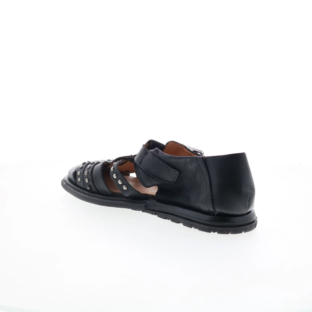 Thorpe Womens Black Leather Hook & Loop Loafer Flats Shoes