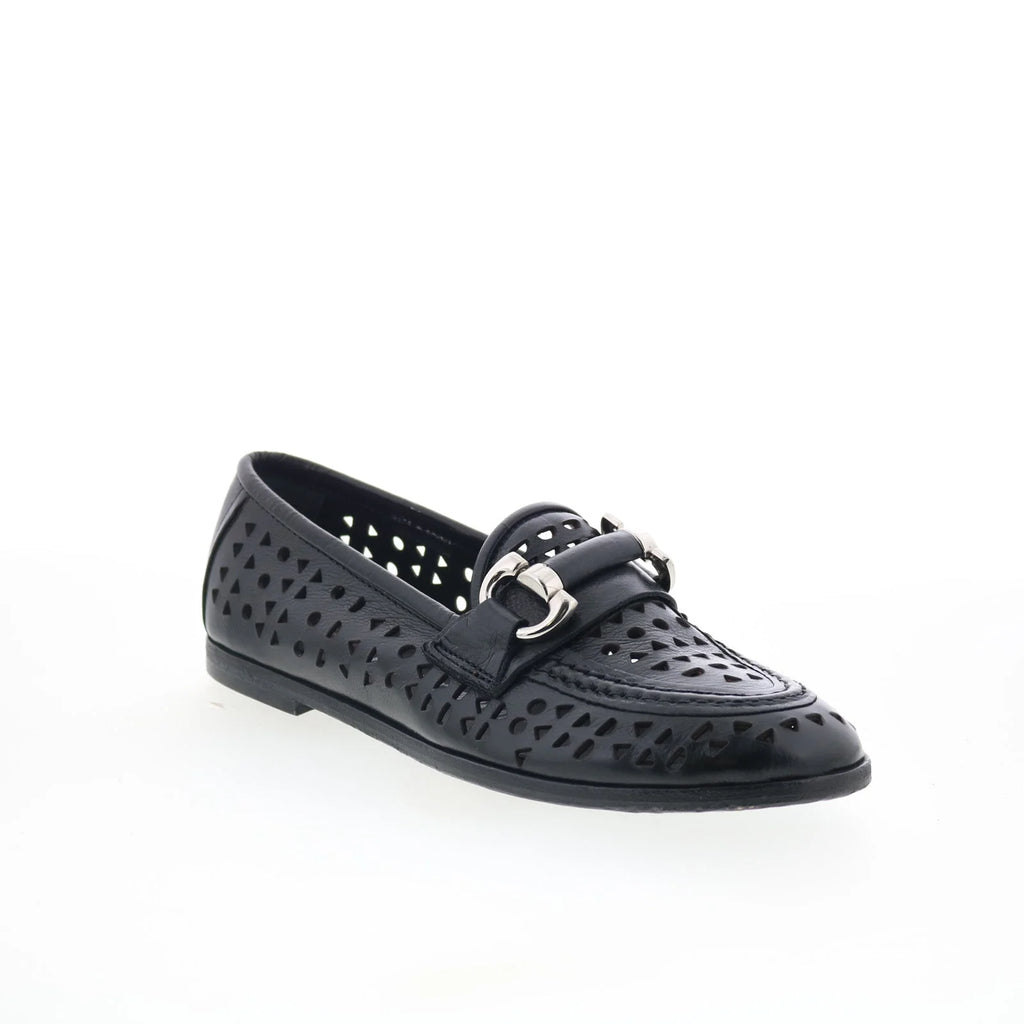 Jorge Womens Black Leather Slip On Loafer Flats Shoes