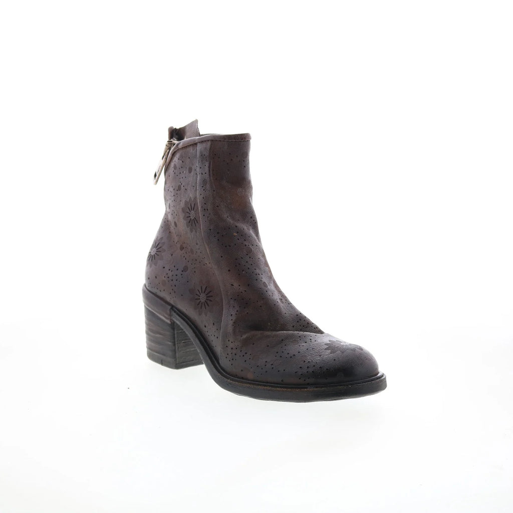 Jase Floral Womens Brown Leather Zipper Casual Dress Boots
